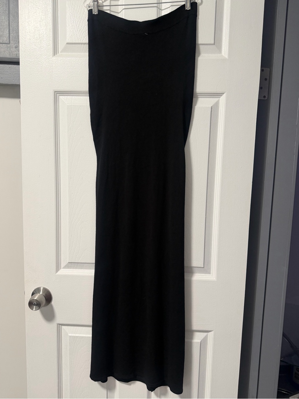 Free People Black Ruched Side Slit Maxi Skirt Stretch Size L NWOT - Picture 10 of 12
